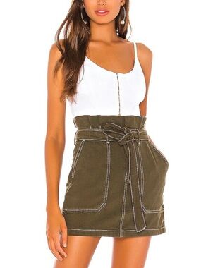 Free People Army Green Splendor In The Grass Paperbag Mini Skirt Medium 8